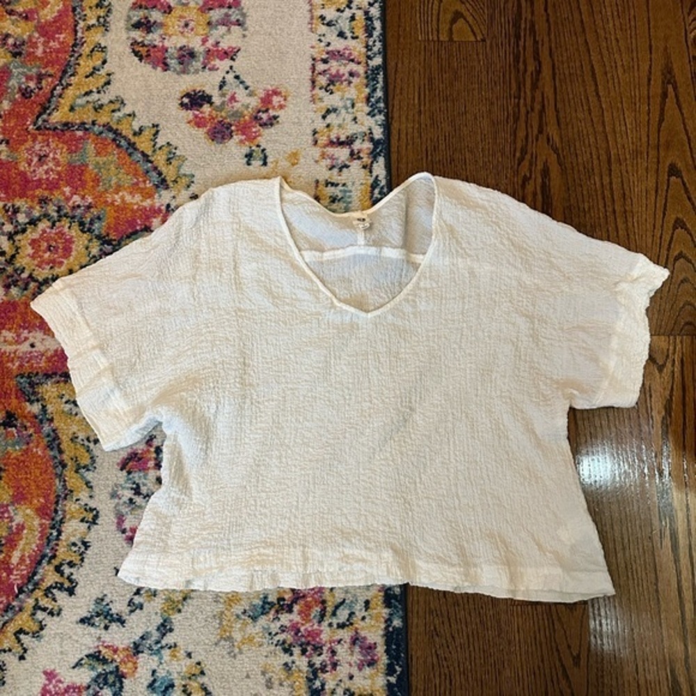 Flawless Boxy Crinkle Top in White